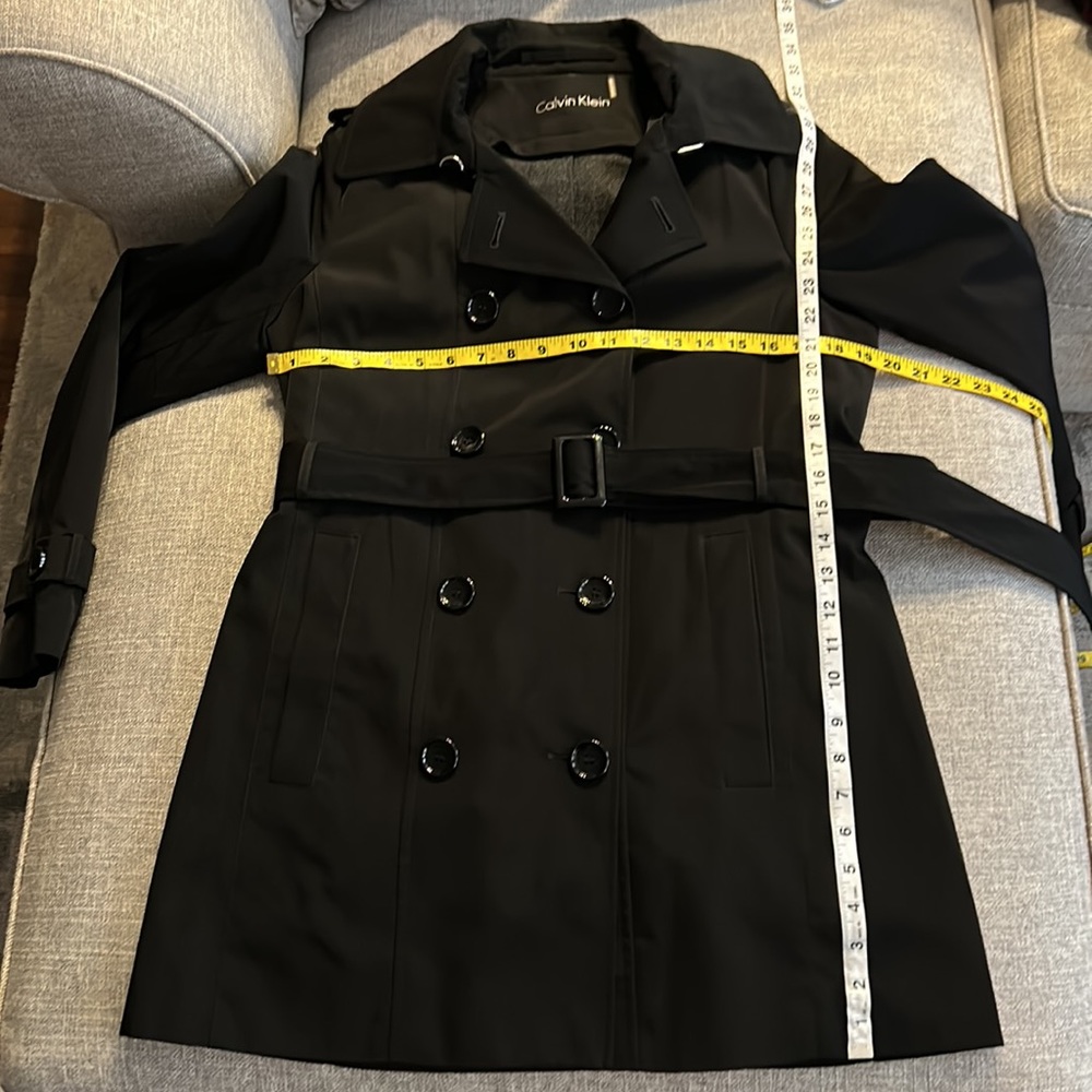 Calvin Klein Classic Black Trench Coat Removable Fleece Lining - Picture 15 of 16